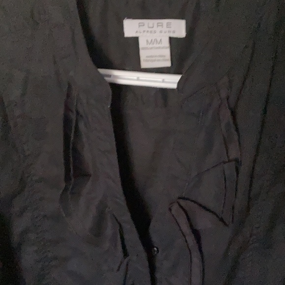 Black Alfred Sung Button-Up Ruffle Front - Picture 4 of 6